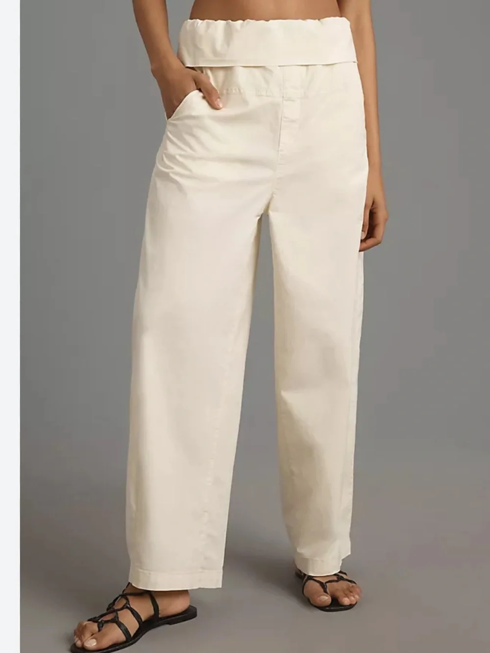 Anthropologie PILCRO bowed leg fold over belt barrel leg trouser EUC size s - Picture 2 of 10